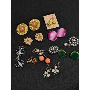 Vintage Clip On Earrings Lot of 10 Pairs READ